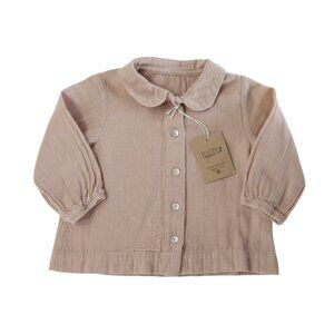 POUDRE ORGANIC - LS BUTTONED SHIRT - ORGANIC COTTON - BLUSH - 3M- NWT